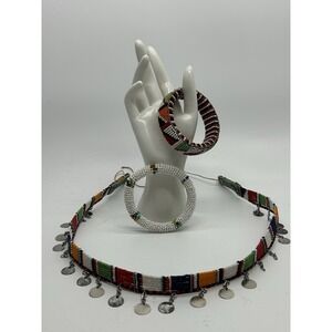 Vtg African Maasai Ethnic Beaded Necklace / Belt & bracelets Collection Lot of 3